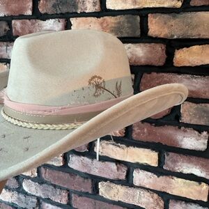 Beige Western Cowboy Hat with Embroidered Details